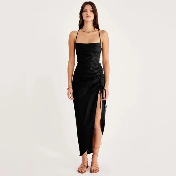 Rumer Dresses & Skirts - 🖤 RUMER Loulou Black Linen Maxi S | Quiet Luxury Bali Yacht Dress l